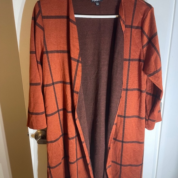 Fig and Flower Tunic style Cardigan Large Burnt Orange plain Jane Fall Foliage - Picture 1 of 8
